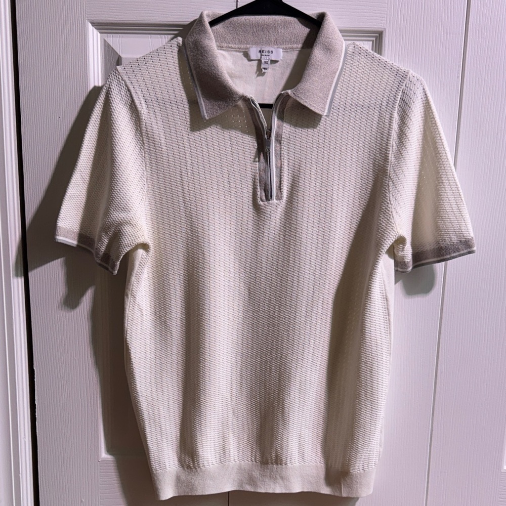 Reiss Cream Textured Polo Shirt